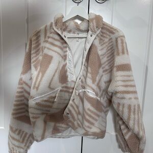 Free People Cream and Tan Sherpa Jacket